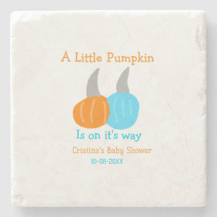 A little pumpkin is on it's way baby shower orange stone coaster