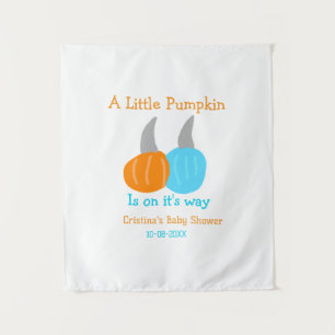 A little pumpkin is on it's way baby shower orange tapestry
