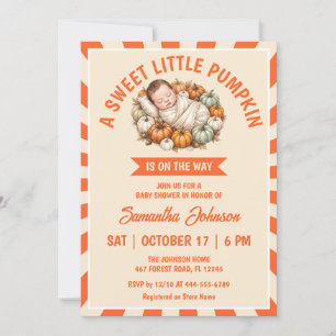 A Little Pumpkin Is on the Way Autumn Baby Shower Invitation