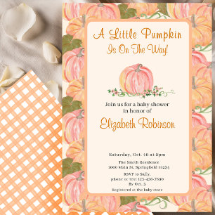 A Little Pumpkin Is On The Way Autumn Baby Shower  Invitation