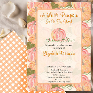 A Little Pumpkin Is On The Way Autumn Baby Shower  Invitation