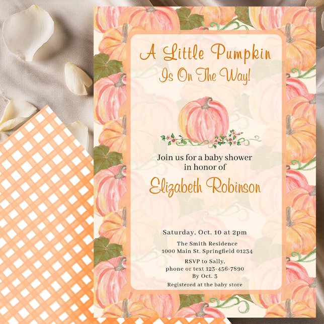 A Little Pumpkin Is On The Way Autumn Baby Shower  Invitation (Creator Uploaded)