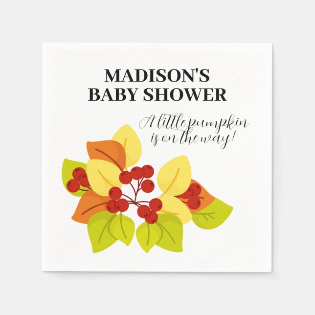 A little Pumpkin is on the Way Autumn Leaves Fall Napkin (Front)