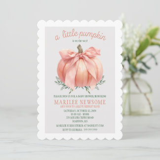 A Little Pumpkin is on the Way Baby Girl Shower Invitation