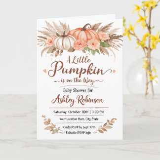 A Little Pumpkin Is on the Way Baby Shower Card 