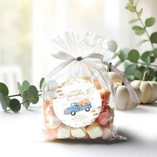 A Little Pumpkin Is On The Way Baby Shower Classic Round Sticker