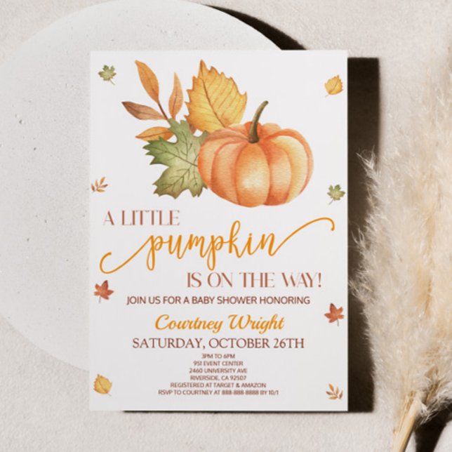 A Little Pumpkin Is On The Way! Baby Shower Invita Invitation (Creator Uploaded)