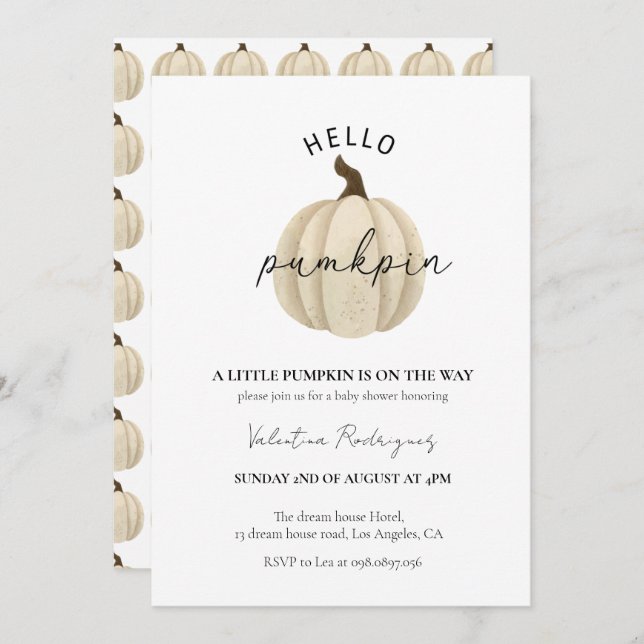 A Little Pumpkin is on the way baby shower Invitation (Front/Back)