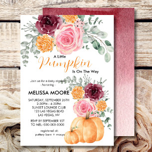 A little pumpkin is on the way baby shower invitation