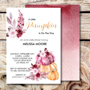 A little pumpkin is on the way baby shower invitation