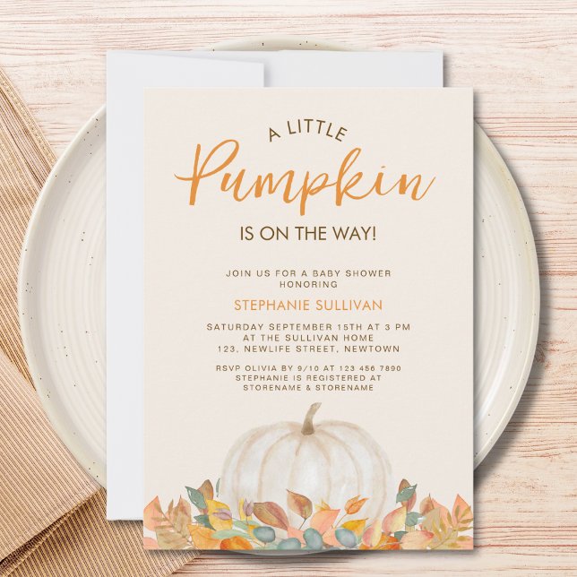A Little Pumpkin Is On the Way Baby Shower  Invitation (Creator Uploaded)