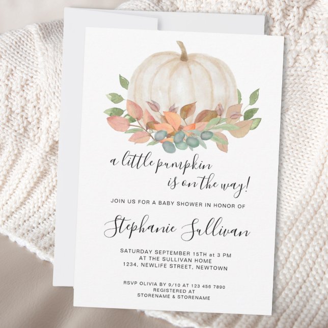 A Little Pumpkin Is On The Way Baby Shower Invitation (Creator Uploaded)