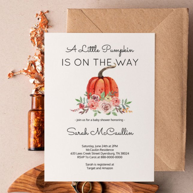A Little Pumpkin is On The Way Baby Shower Invitation (Creator Uploaded)