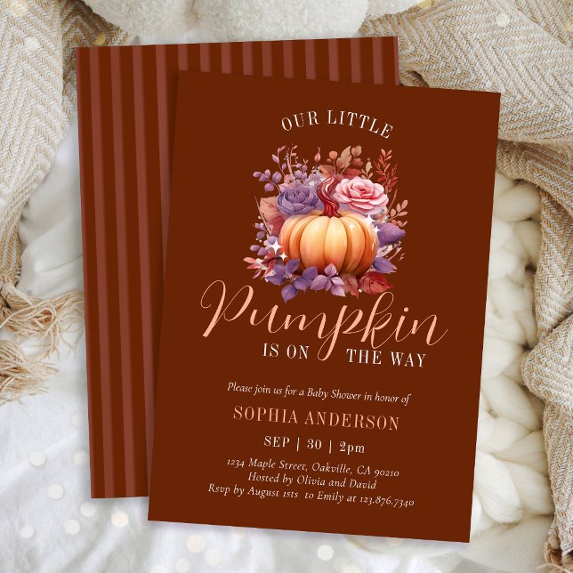 A Little Pumpkin Is On The Way Baby Shower Invitation (Creator Uploaded)