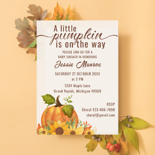 A Little Pumpkin Is On The Way Baby Shower Invitation