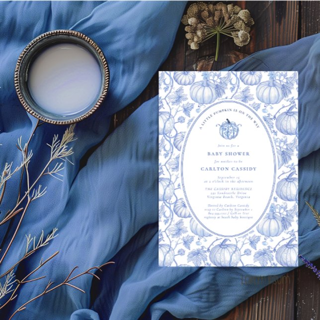 A Little Pumpkin is On the Way Baby Shower  Invitation (A Little Pumpkin Fall Baby Shower Invitation)