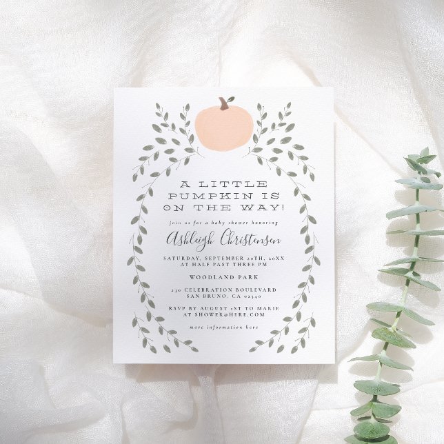 A Little Pumpkin Is On The Way Baby Shower Invitation Postcard (Creator Uploaded)