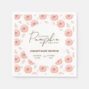 A Little Pumpkin Is On The Way Baby Shower Napkin