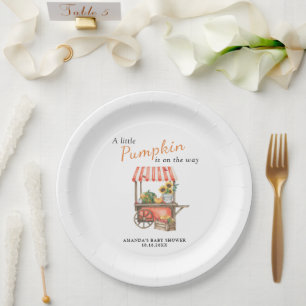 A Little Pumpkin is on the way Baby Shower Paper Plate