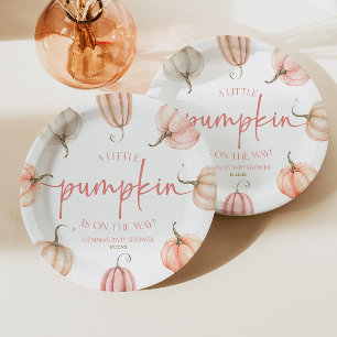 A Little Pumpkin Is On The Way! Baby Shower Paper Plate
