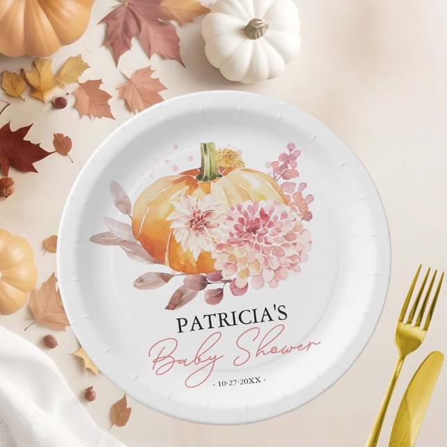 A Little Pumpkin Is On The Way Baby Shower Paper Plate (Creator Uploaded)