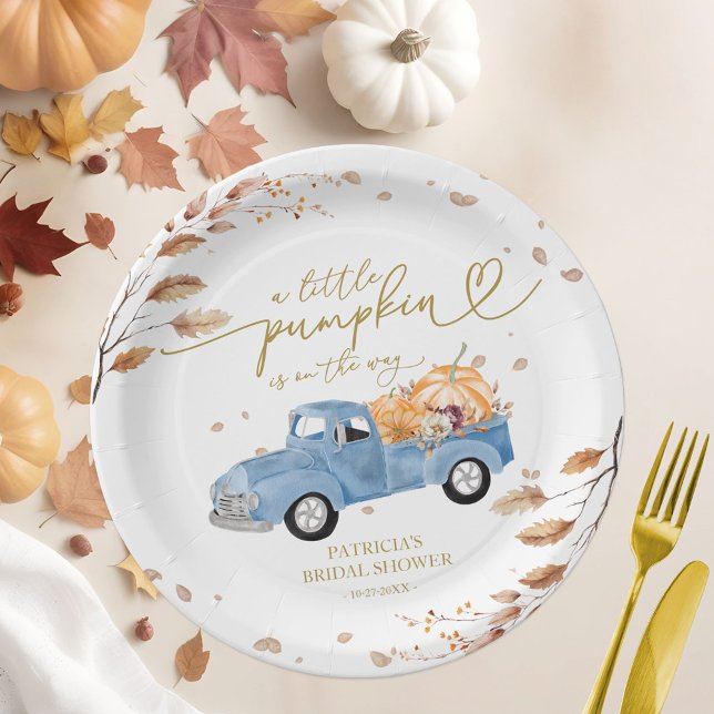 A Little Pumpkin Is On The Way Baby Shower Paper Plate (Creator Uploaded)