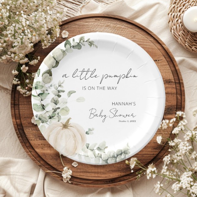 A Little Pumpkin is on the Way Baby Shower Paper Plate (Creator Uploaded)