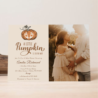 A Little Pumpkin Is On The Way Baby Shower Party Invitation