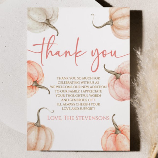 A Little Pumpkin Is On The Way! Baby Shower Thank You Card (Creator Uploaded)