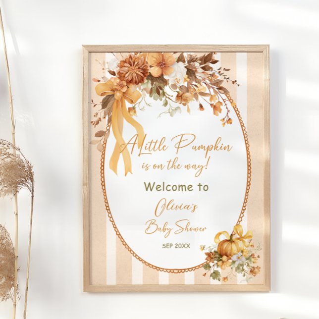 A Little Pumpkin Is On The Way Baby Shower Welcome Poster (Creator Uploaded)