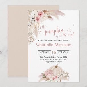A Little Pumpkin Is On The Way Boho Baby Shower Invitation