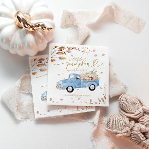 A Little Pumpkin Is On The Way Boy Baby Shower Napkin