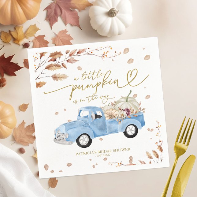 A Little Pumpkin Is On The Way Boy Baby Shower Napkin (Creator Uploaded)