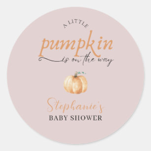 A Little Pumpkin Is On The Way Fall Baby Shower  Classic Round Sticker