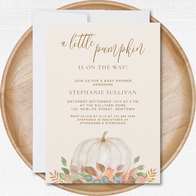 A Little Pumpkin Is On The Way Fall Baby Shower  Invitation (Creator Uploaded)