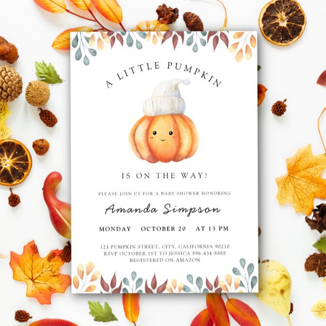 A Little Pumpkin is on the way Fall Baby shower Invitation (Creator Uploaded)