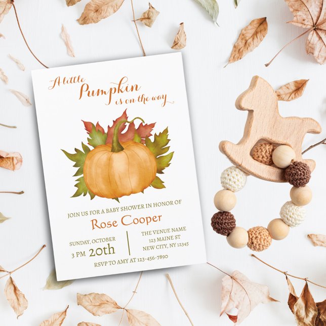 A Little Pumpkin Is On The Way Fall Baby Shower Invitation (Creator Uploaded)