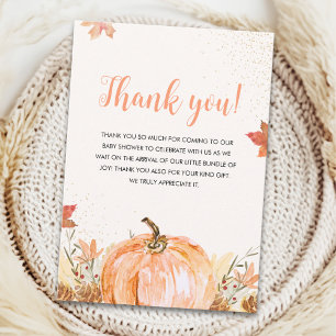 A Little Pumpkin Is on The Way, Fall Baby Shower Thank You Card