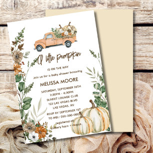 A little pumpkin is on the way girl baby shower invitation
