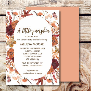 A little pumpkin is on the way girl baby shower invitation