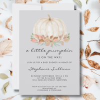 A Little Pumpkin Is On The Way Grey Baby Shower