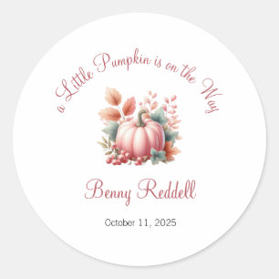A Little Pumpkin is on the Way Label, Baby Sticker