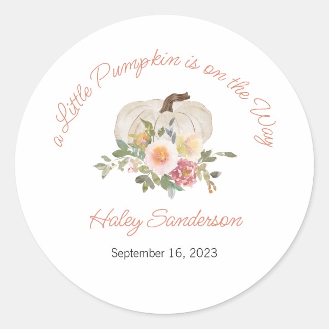 A Little Pumpkin is on the Way Labels, Stickers (Front)