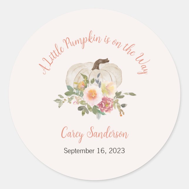 A Little Pumpkin is on the Way Labels, Stickers (Front)