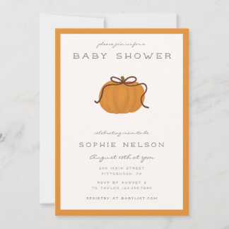 A Little Pumpkin Is On The Way Minimal Baby Shower Invitation