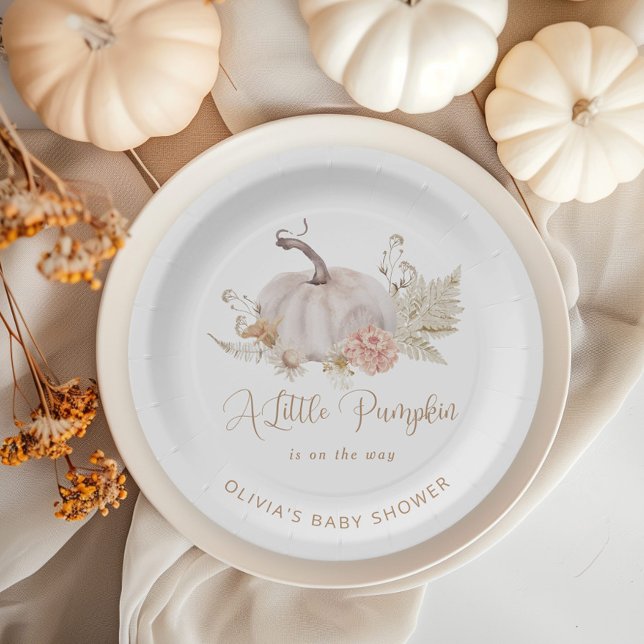 A little pumpkin is on the way paper plate (Creator Uploaded)