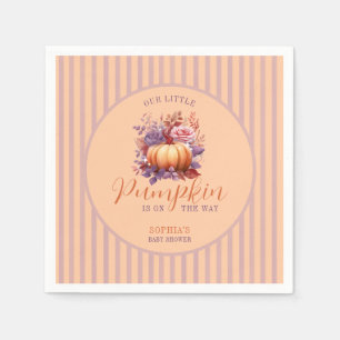 A Little Pumpkin Is On The Way Peach Baby Shower Napkin