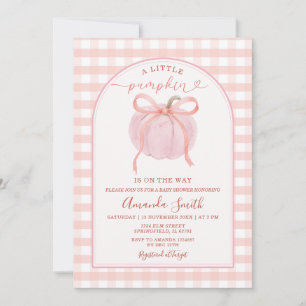A Little Pumpkin Is on the Way Pink Baby Shower Invitation