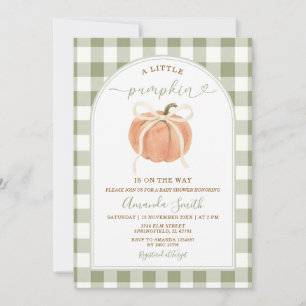 A Little Pumpkin Is on the Way Sage Baby Shower Invitation