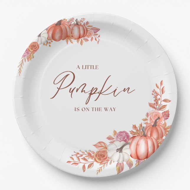 A Little Pumpkin Is On the Way Table Top Plaque Paper Plate (Front)